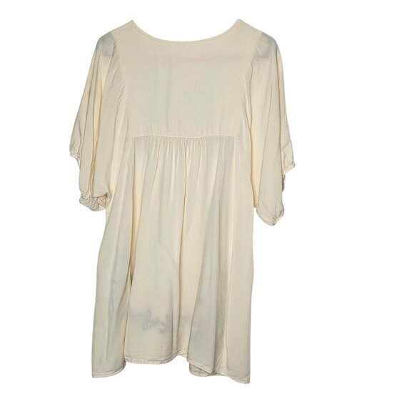 Boho Cream Tunic Blouse Floral Embroidery Lightweight Bohemian Womens Top L‎ - Picture 2 of 6